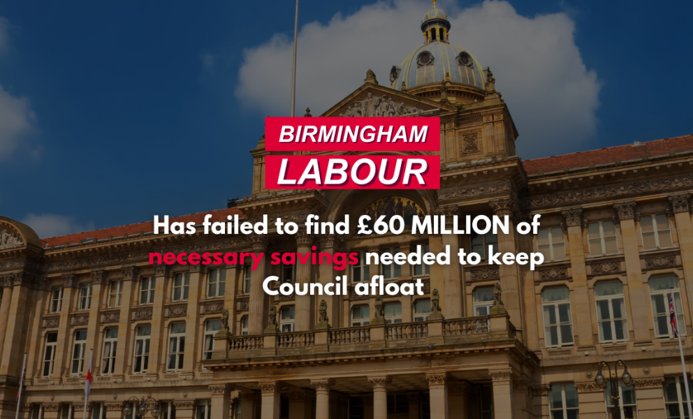 Birmingham Labour fail to find £60 million in savings.