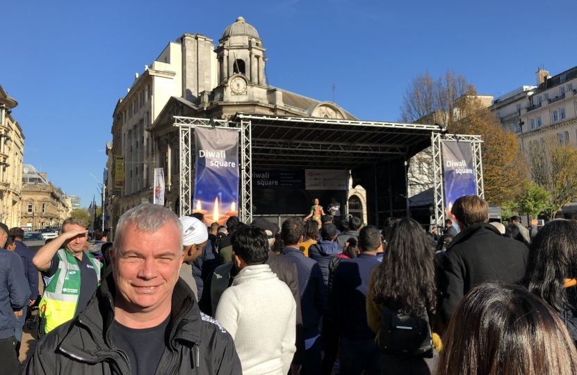 Cllr Ewan Mackey at Birmingham’s 2nd Diwali in the Square