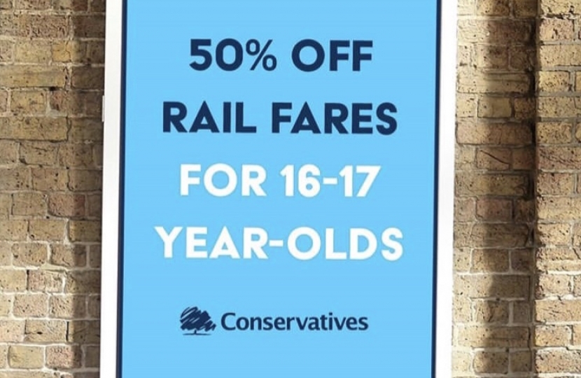 The Conservative Government are introducing a brand new railcard, which will halve all rail fares for 16 and 17-year-olds