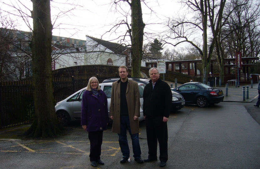 Cllrs Deirdre Alden, Matt Bennett and Fergus Robinson at Cannon Hill Park, Edgba