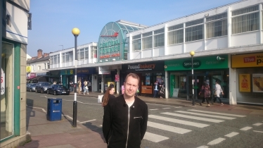 Cllr Gareth Moore by Central Square one of the sites put forward for regeneration as part of the bid